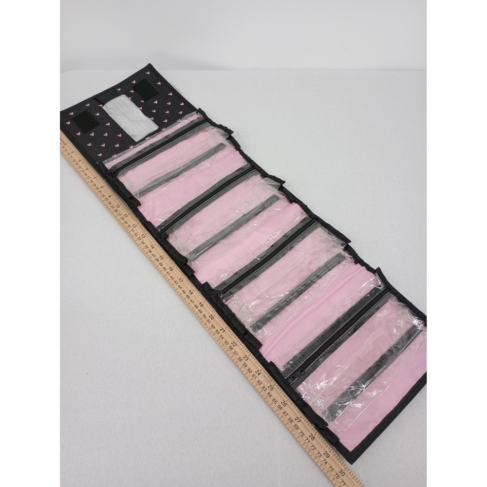 Mary Kay Travel Roll Up Bag Women OS Black Pink Heart Print Organizer